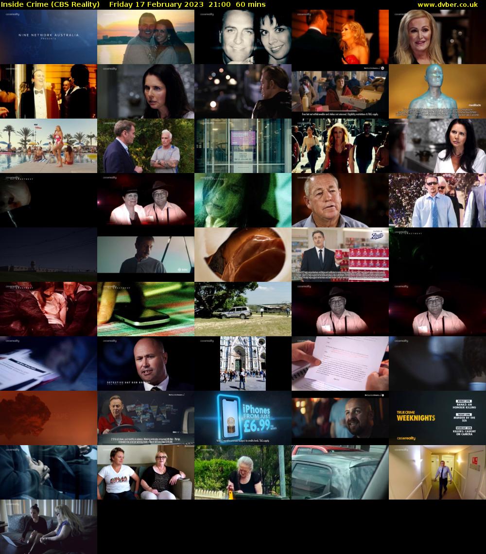 Inside Crime (CBS Reality) Friday 17 February 2023 21:00 - 22:00