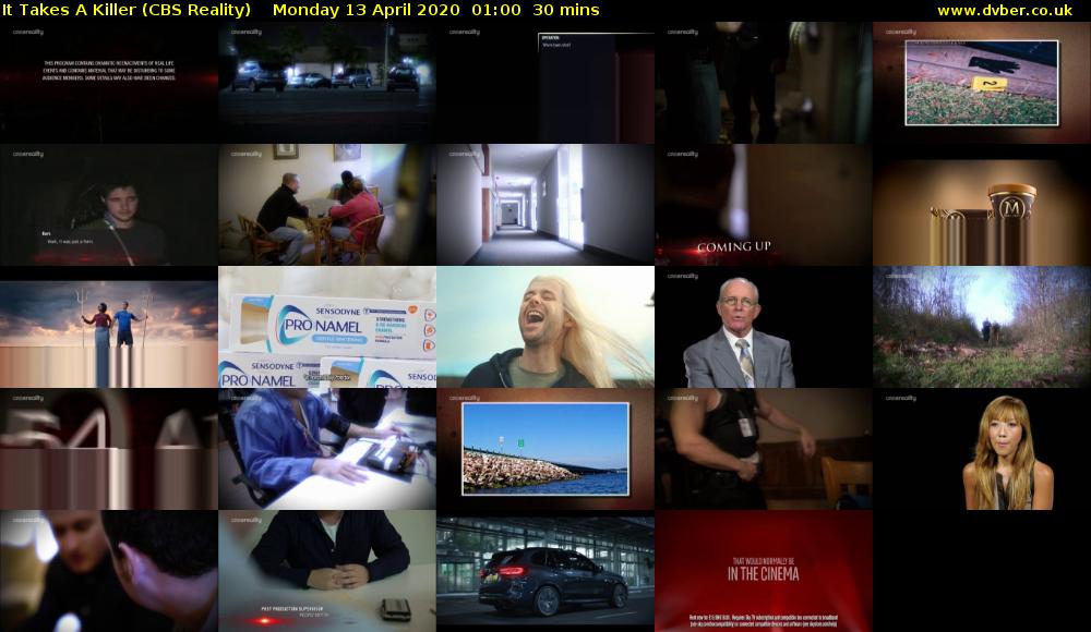 It Takes A Killer (CBS Reality) Monday 13 April 2020 01:00 - 01:30