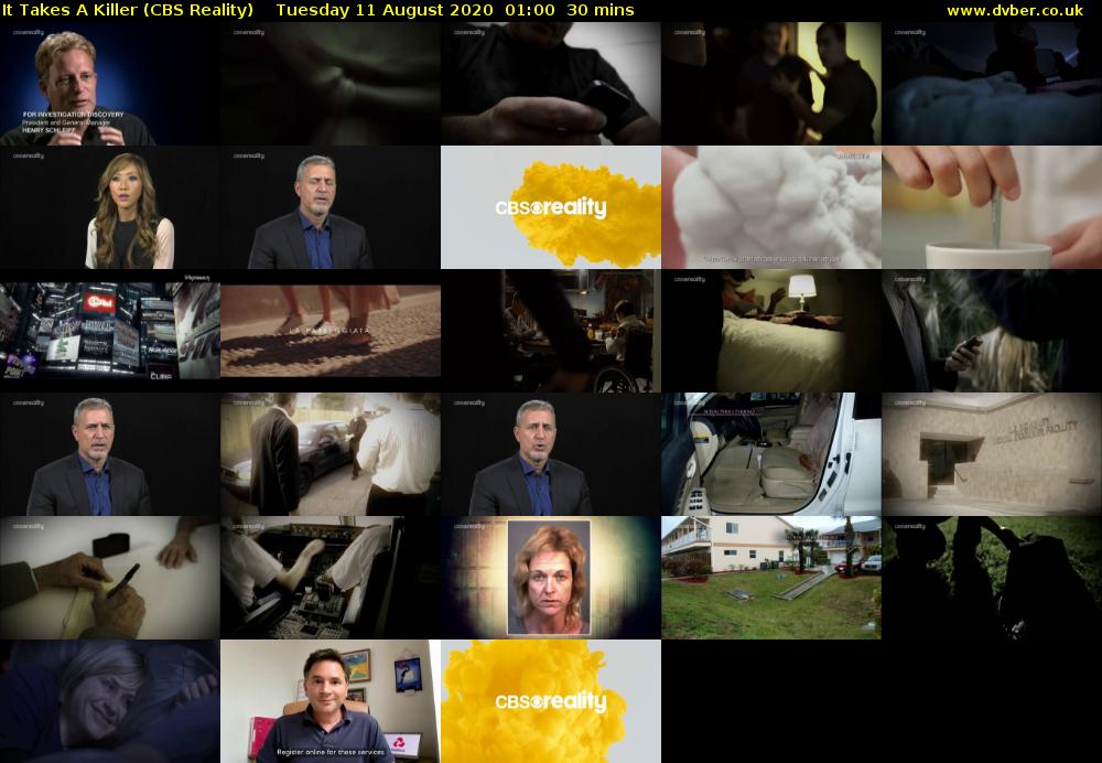 It Takes A Killer (CBS Reality) Tuesday 11 August 2020 01:00 - 01:30