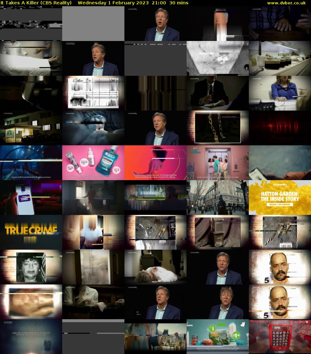It Takes A Killer (CBS Reality) Wednesday 1 February 2023 21:00 - 21:30
