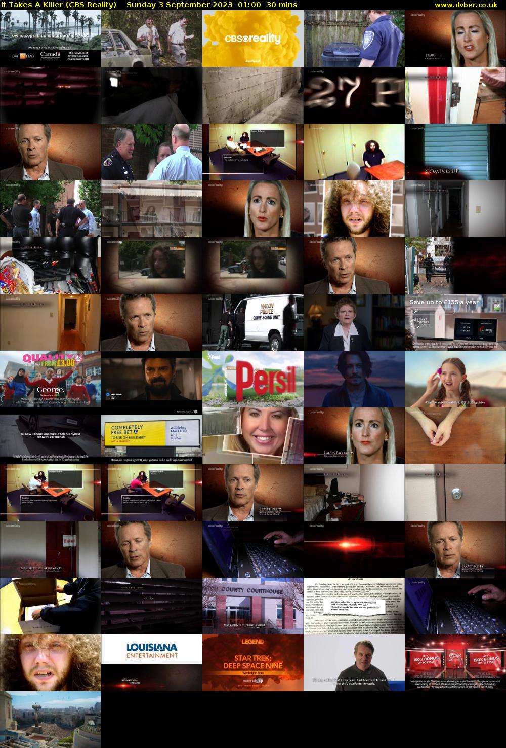 It Takes A Killer (CBS Reality) Sunday 3 September 2023 01:00 - 01:30