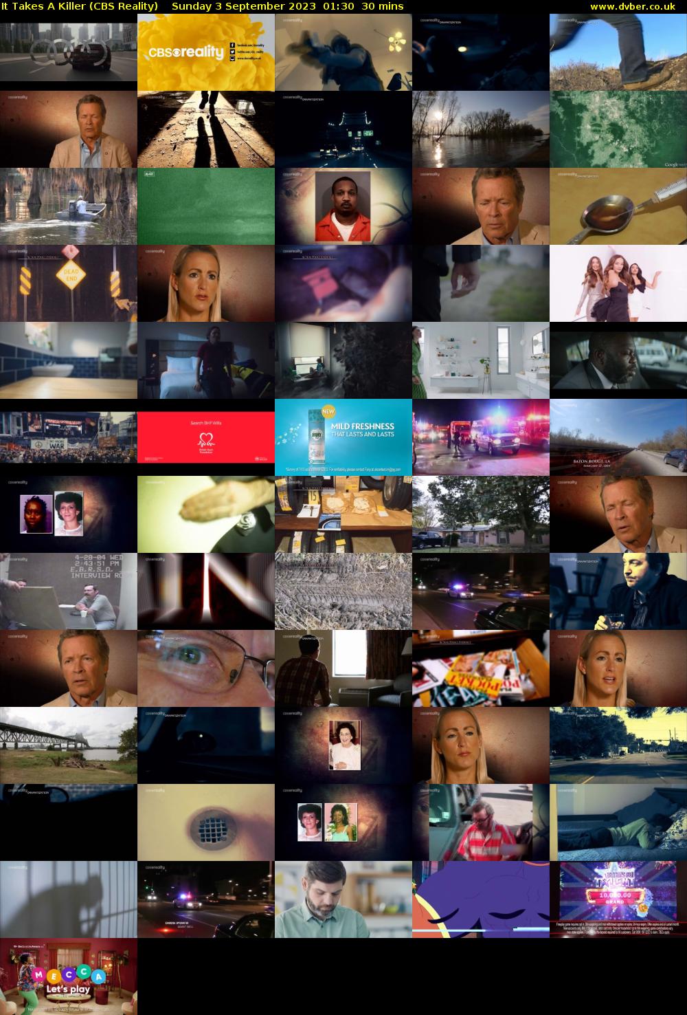 It Takes A Killer (CBS Reality) Sunday 3 September 2023 01:30 - 02:00