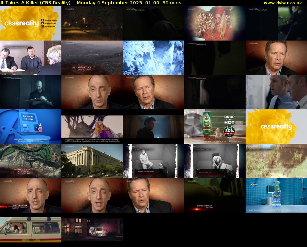 It Takes A Killer (CBS Reality) Monday 4 September 2023 01:00 - 01:30