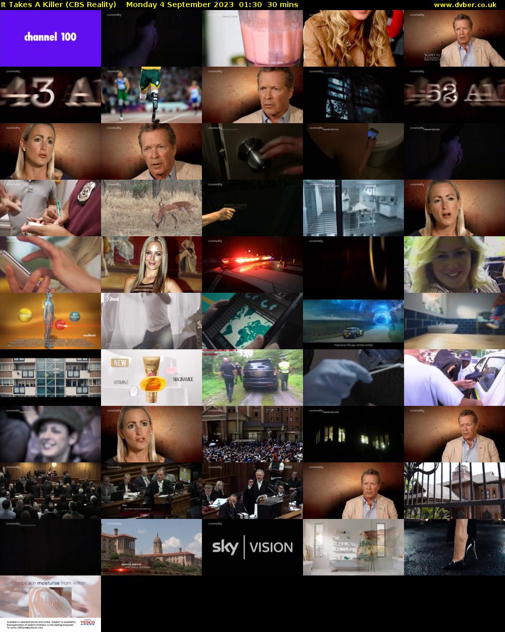 It Takes A Killer (CBS Reality) Monday 4 September 2023 01:30 - 02:00