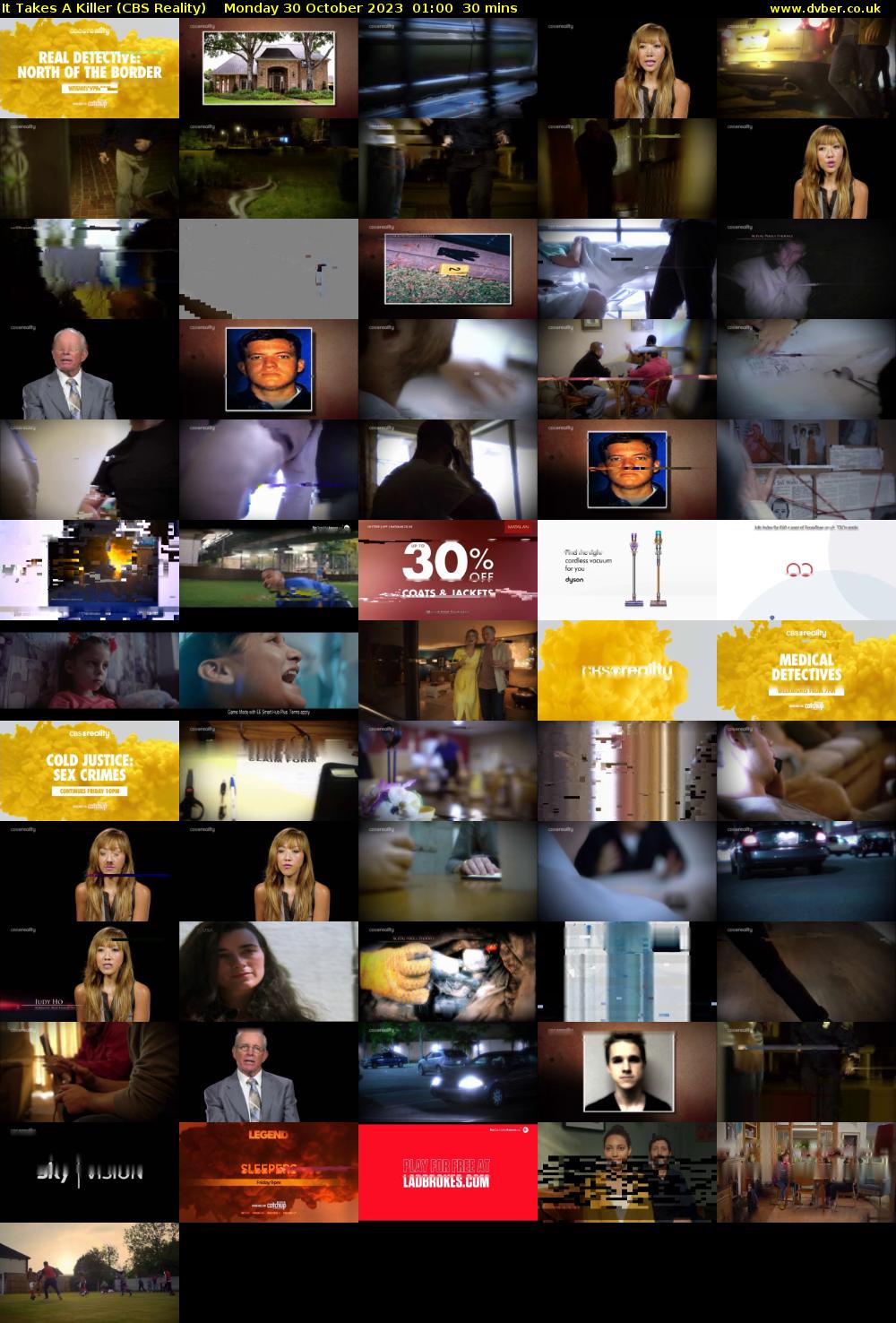 It Takes A Killer (CBS Reality) Monday 30 October 2023 01:00 - 01:30