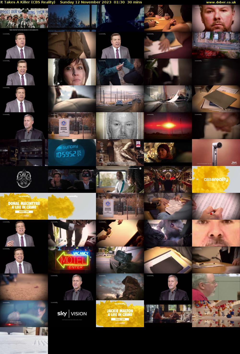 It Takes A Killer (CBS Reality) Sunday 12 November 2023 01:30 - 02:00
