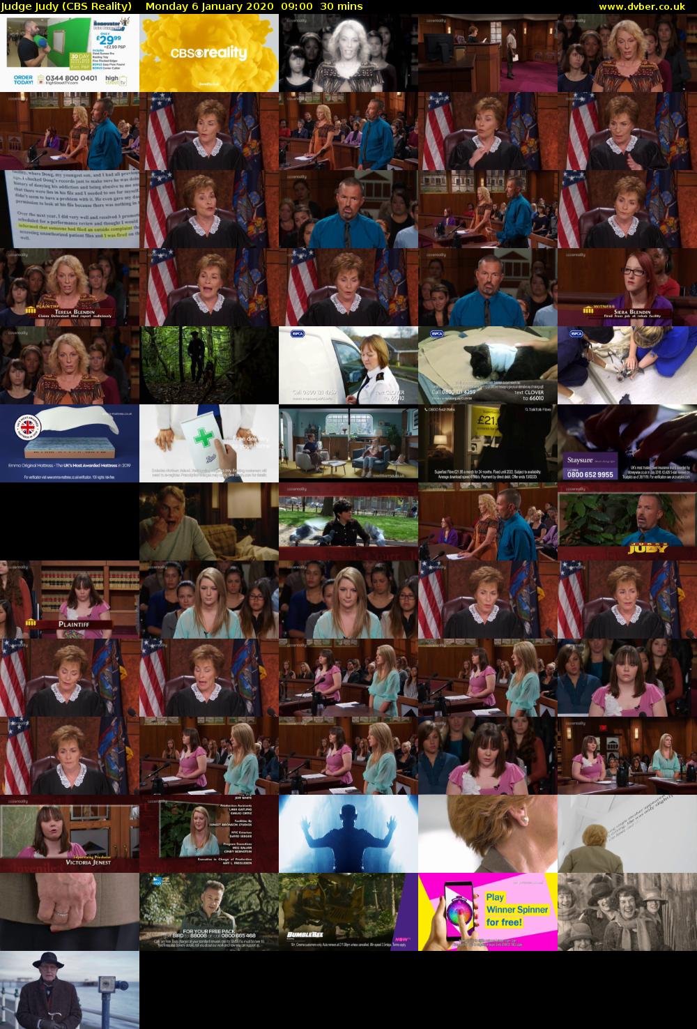 Judge Judy (CBS Reality) Monday 6 January 2020 09:00 - 09:30