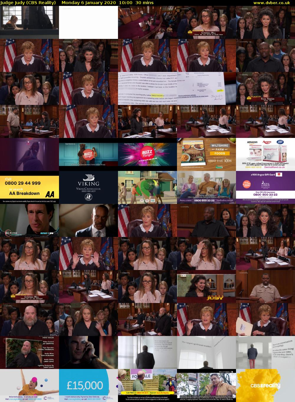 Judge Judy (CBS Reality) Monday 6 January 2020 10:00 - 10:30