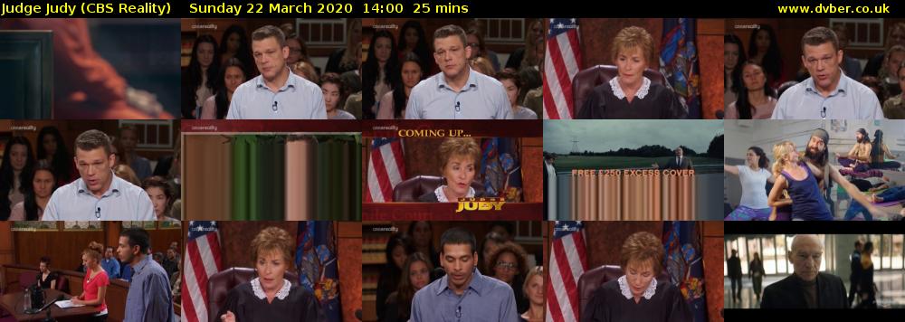 Judge Judy (CBS Reality) Sunday 22 March 2020 14:00 - 14:25