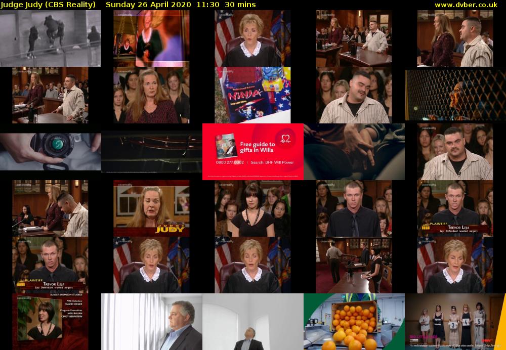 Judge Judy (CBS Reality) Sunday 26 April 2020 11:30 - 12:00