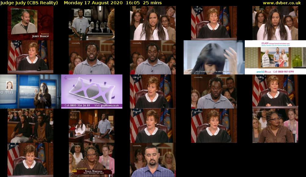 Judge Judy (CBS Reality) Monday 17 August 2020 16:05 - 16:30