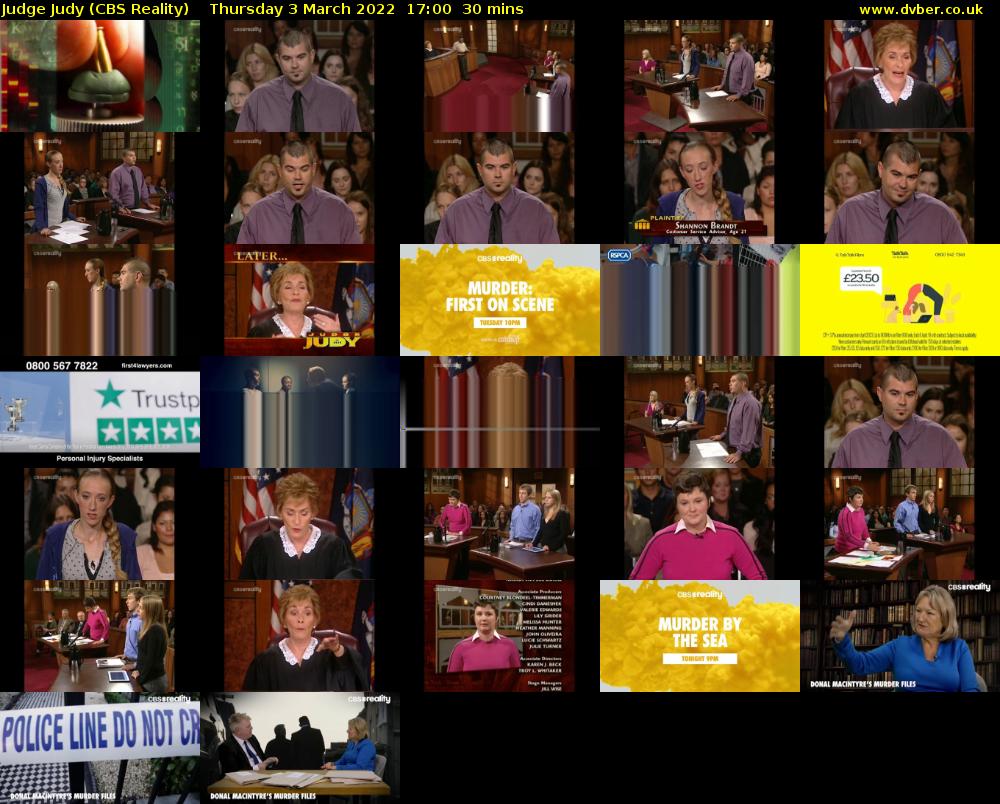 Judge Judy (CBS Reality) Thursday 3 March 2022 17:00 - 17:30