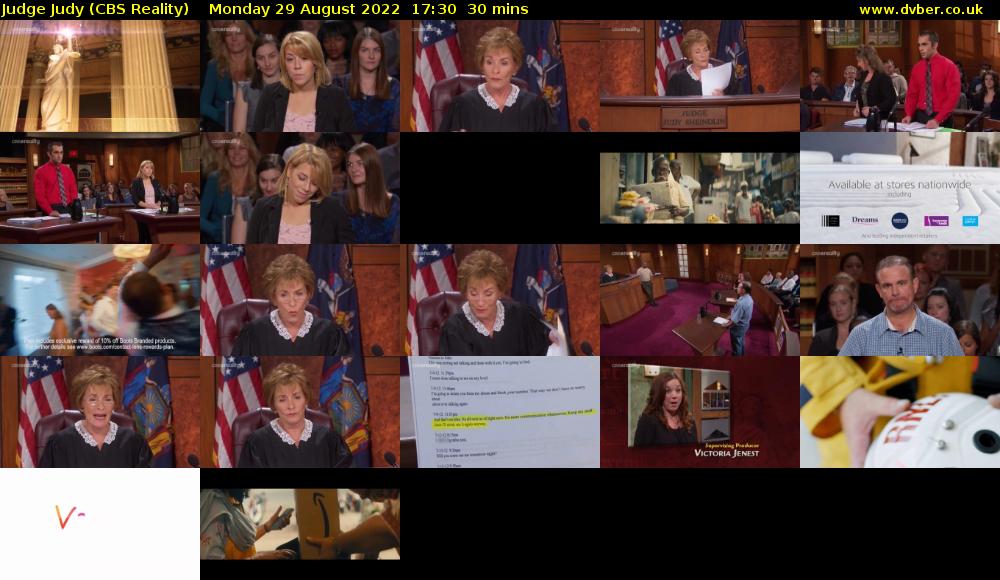 Judge Judy (CBS Reality) Monday 29 August 2022 17:30 - 18:00