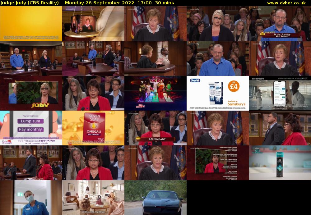 Judge Judy (CBS Reality) Monday 26 September 2022 17:00 - 17:30