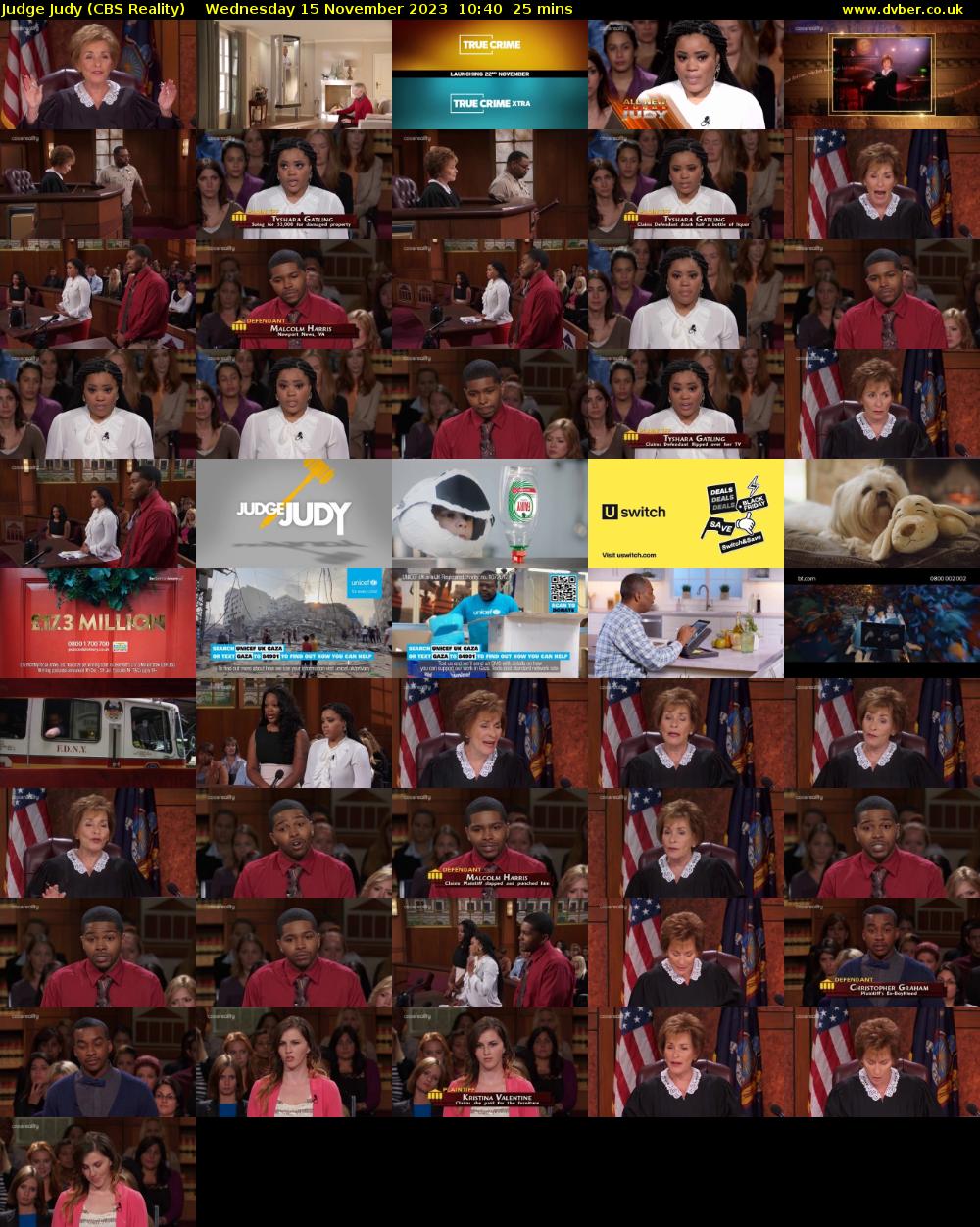 Judge Judy (CBS Reality) Wednesday 15 November 2023 10:40 - 11:05