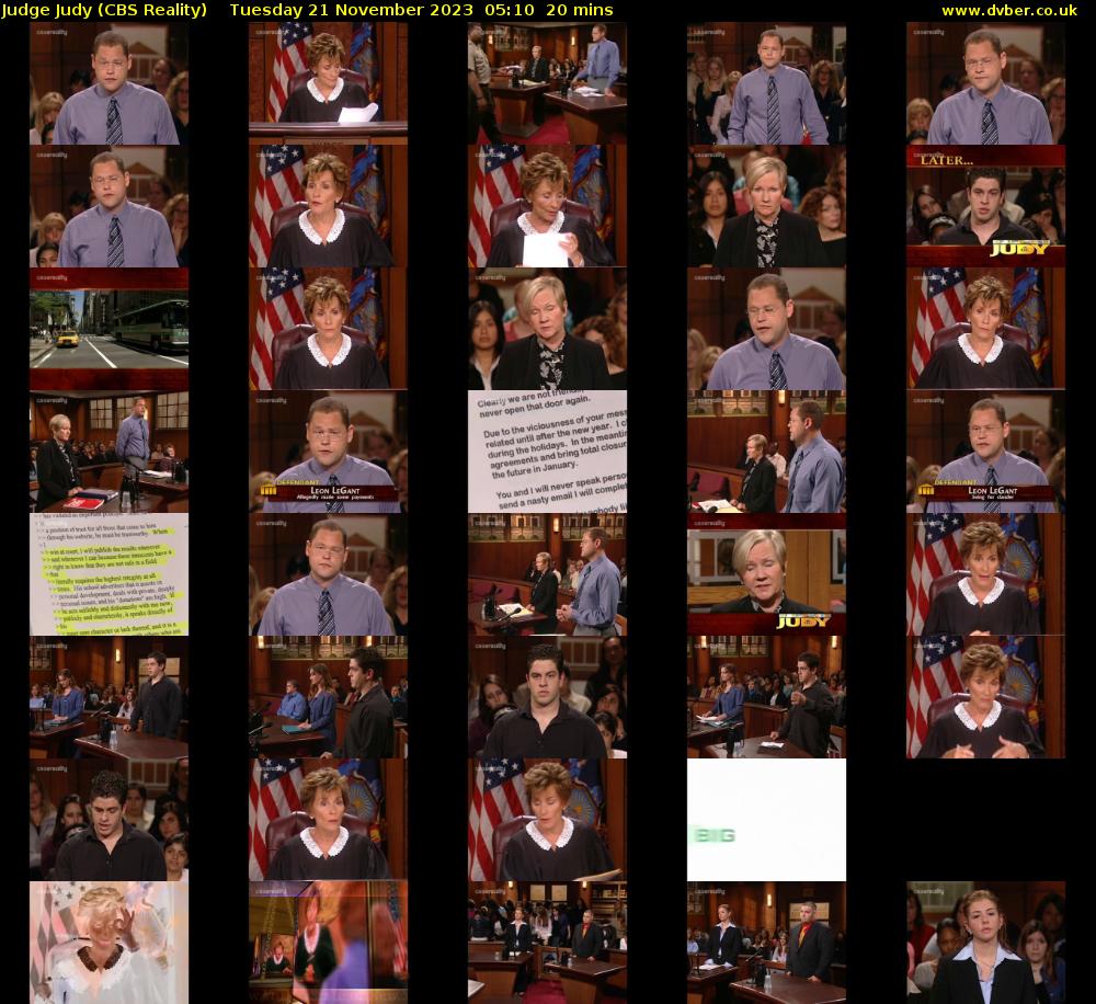 Judge Judy (CBS Reality) Tuesday 21 November 2023 05:10 - 05:30