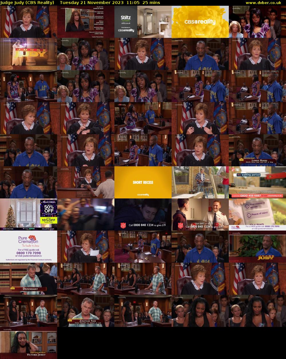 Judge Judy (CBS Reality) Tuesday 21 November 2023 11:05 - 11:30