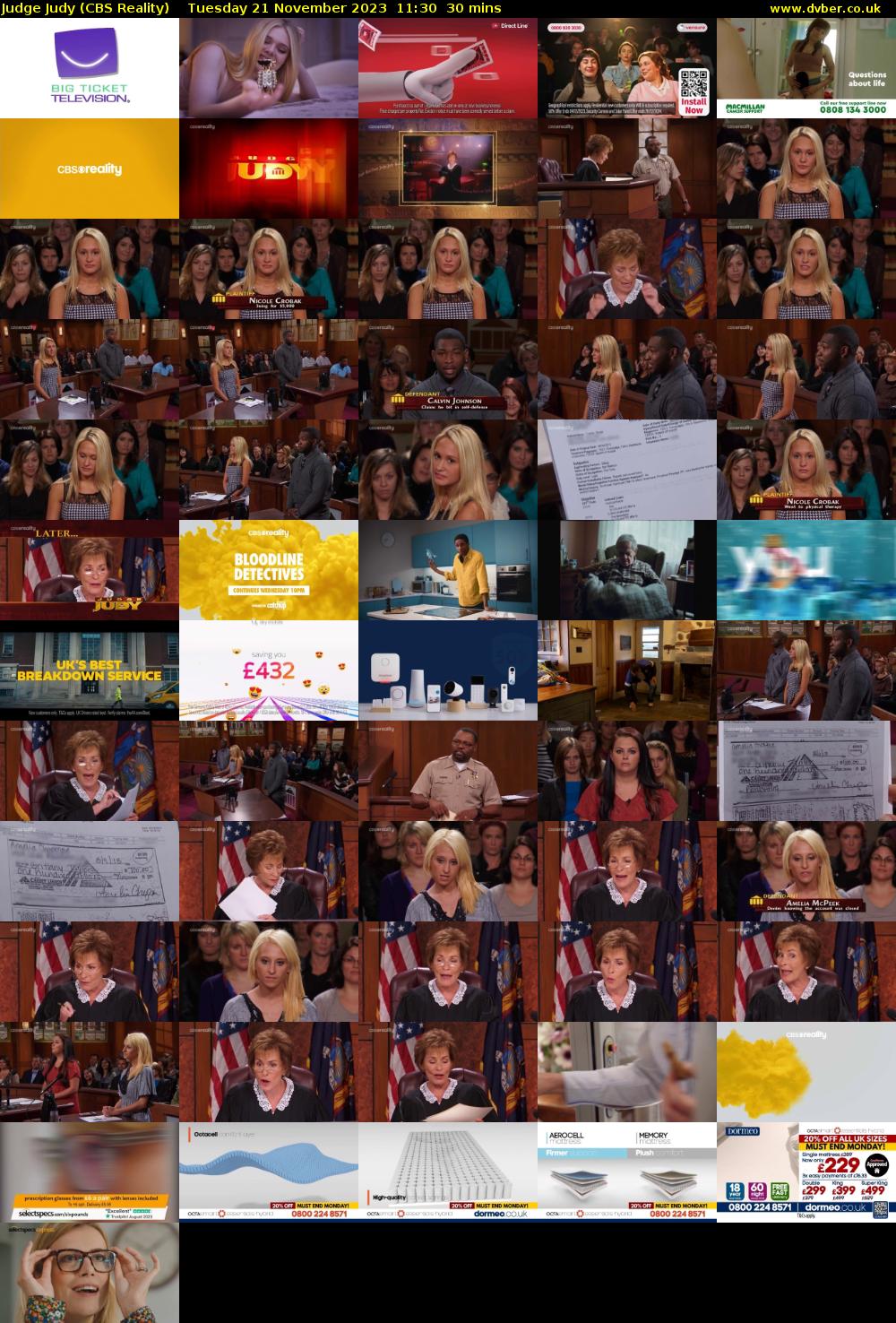 Judge Judy (CBS Reality) Tuesday 21 November 2023 11:30 - 12:00