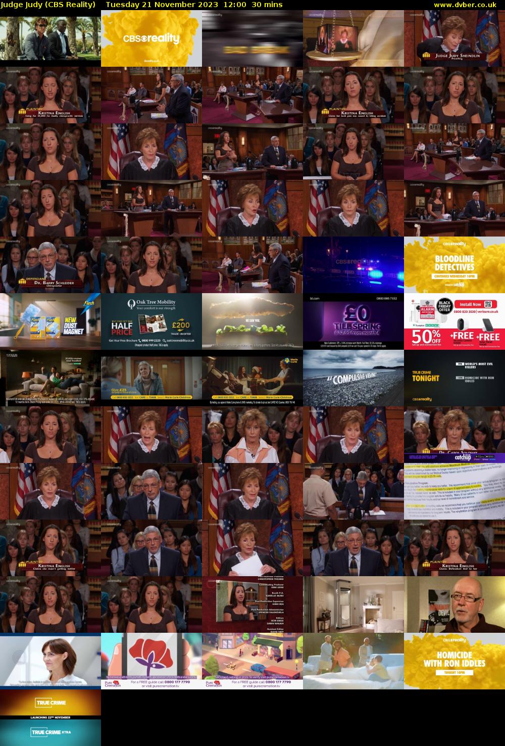 Judge Judy (CBS Reality) Tuesday 21 November 2023 12:00 - 12:30