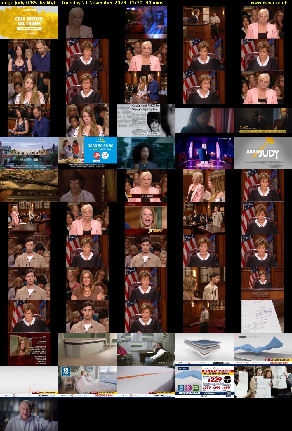 Judge Judy (CBS Reality) Tuesday 21 November 2023 12:30 - 13:00