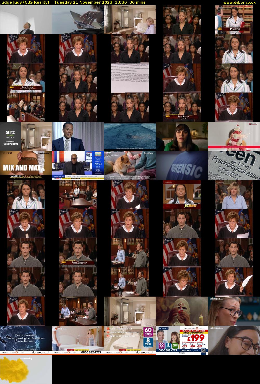 Judge Judy (CBS Reality) Tuesday 21 November 2023 13:30 - 14:00