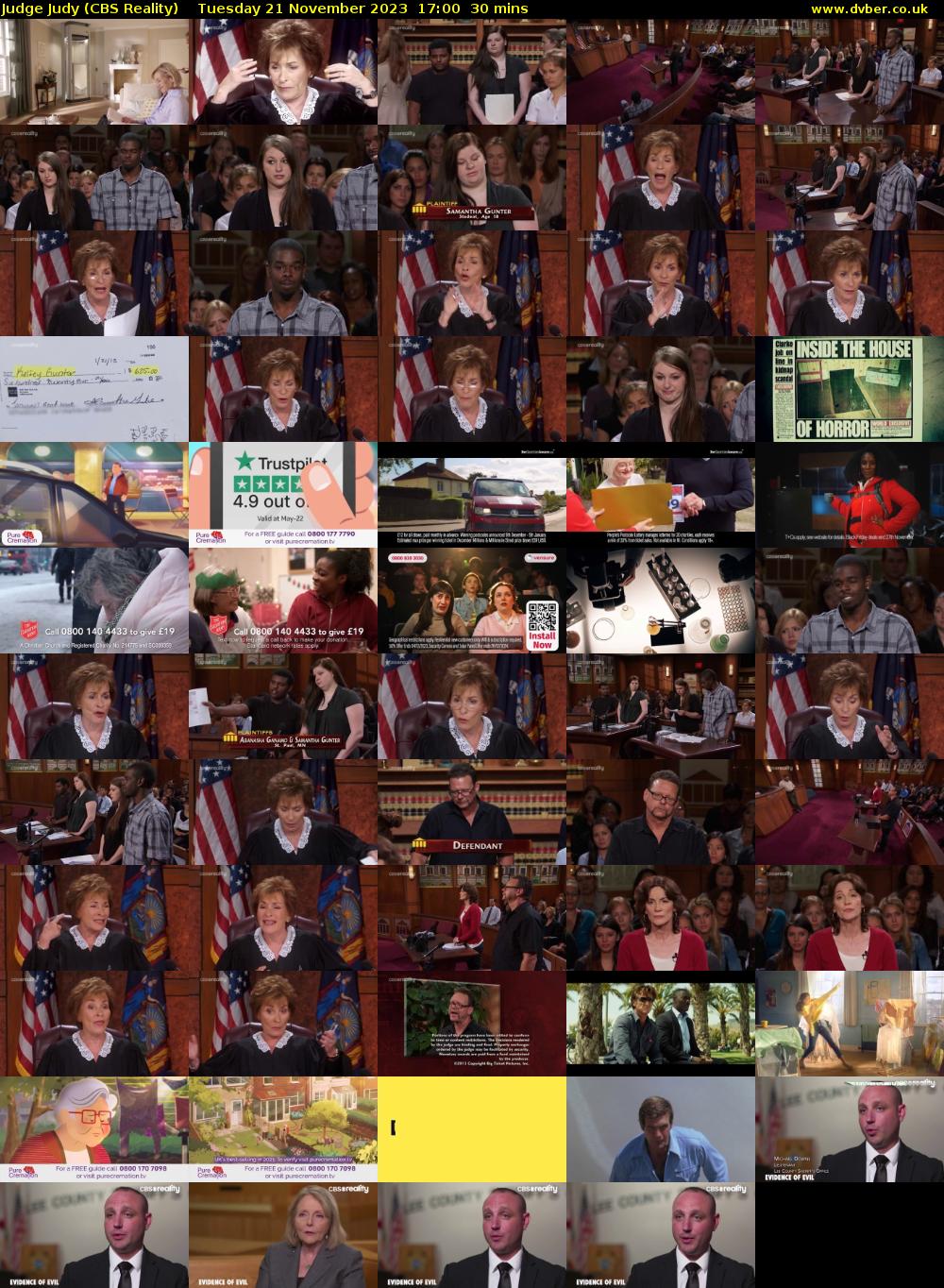 Judge Judy (CBS Reality) Tuesday 21 November 2023 17:00 - 17:30
