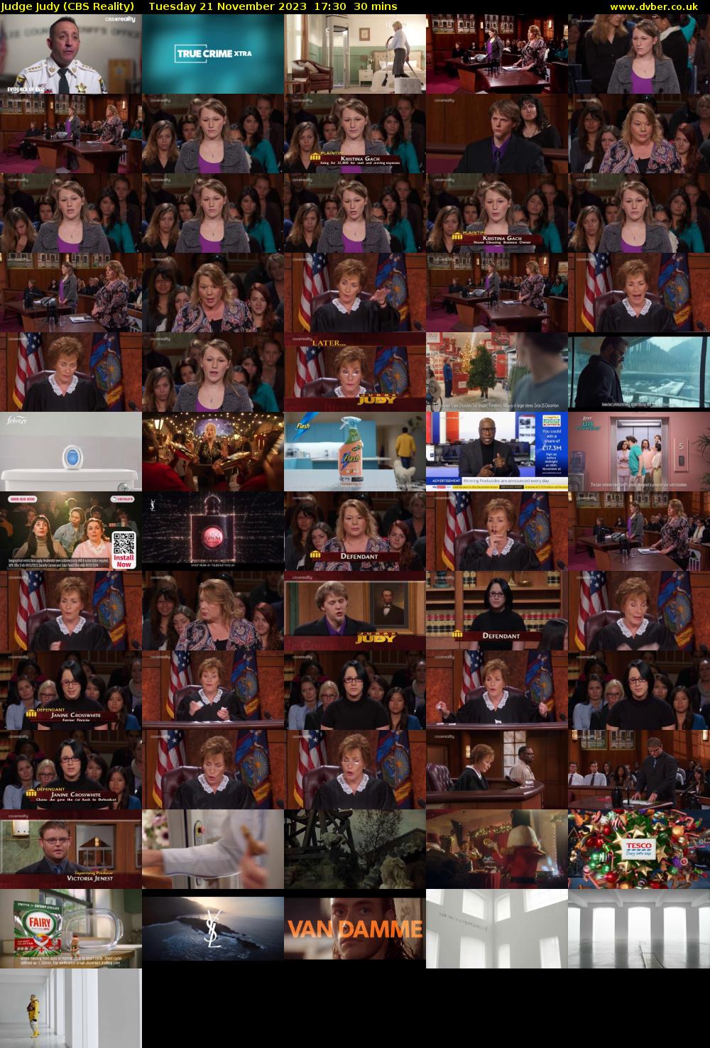 Judge Judy (CBS Reality) Tuesday 21 November 2023 17:30 - 18:00