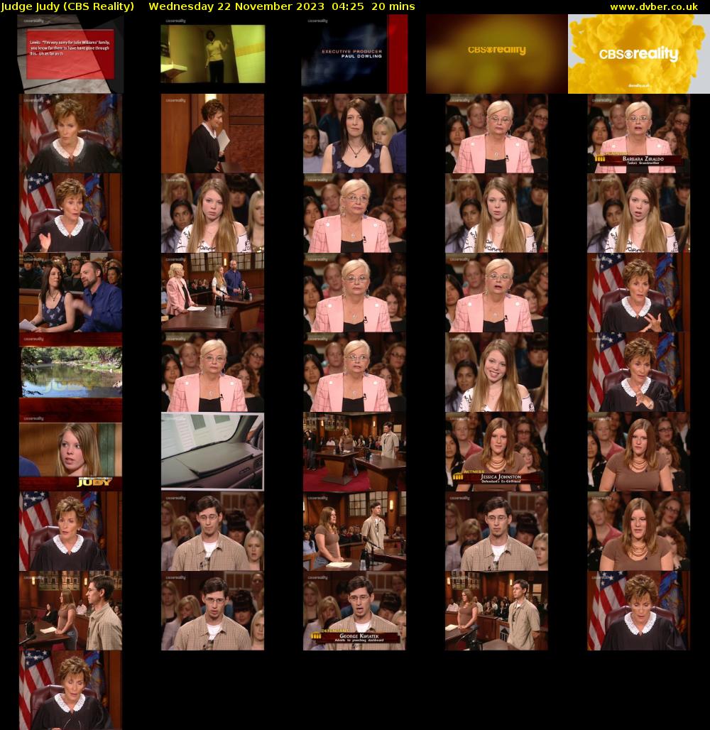 Judge Judy (CBS Reality) Wednesday 22 November 2023 04:25 - 04:45