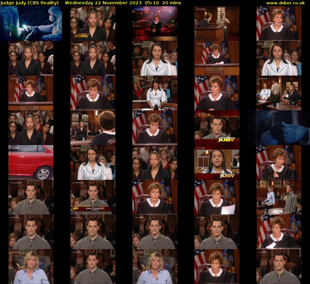 Judge Judy (CBS Reality) Wednesday 22 November 2023 05:10 - 05:30