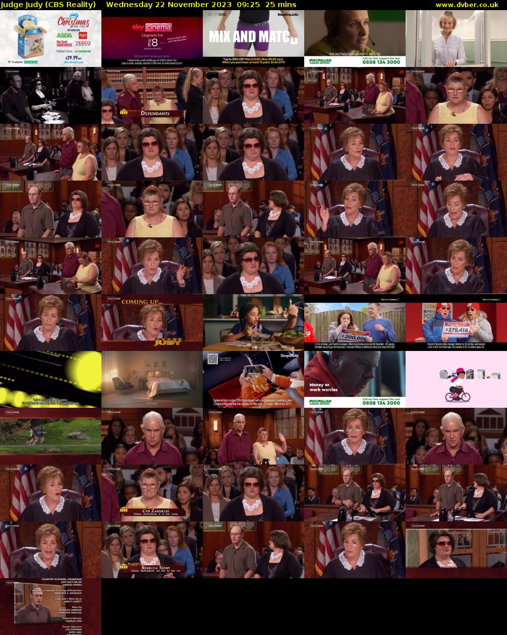Judge Judy (CBS Reality) Wednesday 22 November 2023 09:25 - 09:50