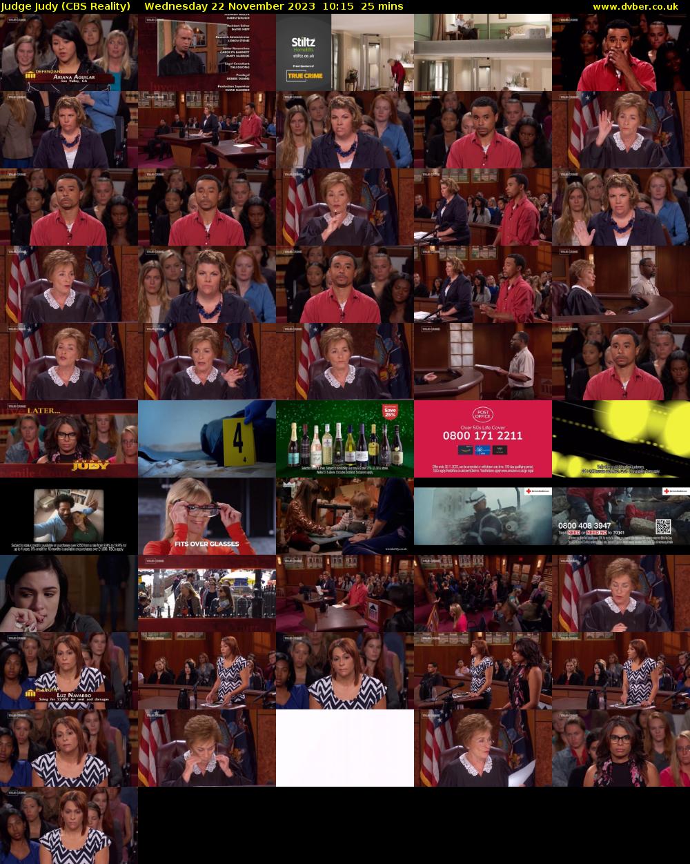 Judge Judy (CBS Reality) Wednesday 22 November 2023 10:15 - 10:40
