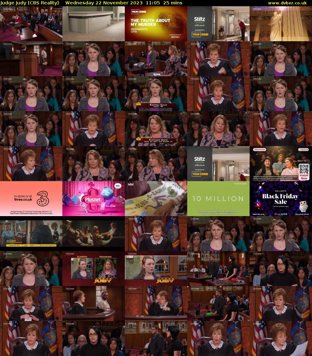 Judge Judy (CBS Reality) Wednesday 22 November 2023 11:05 - 11:30
