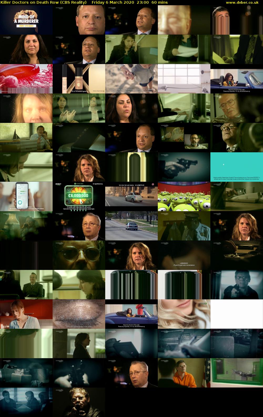 Killer Doctors on Death Row (CBS Reality) Friday 6 March 2020 23:00 - 00:00
