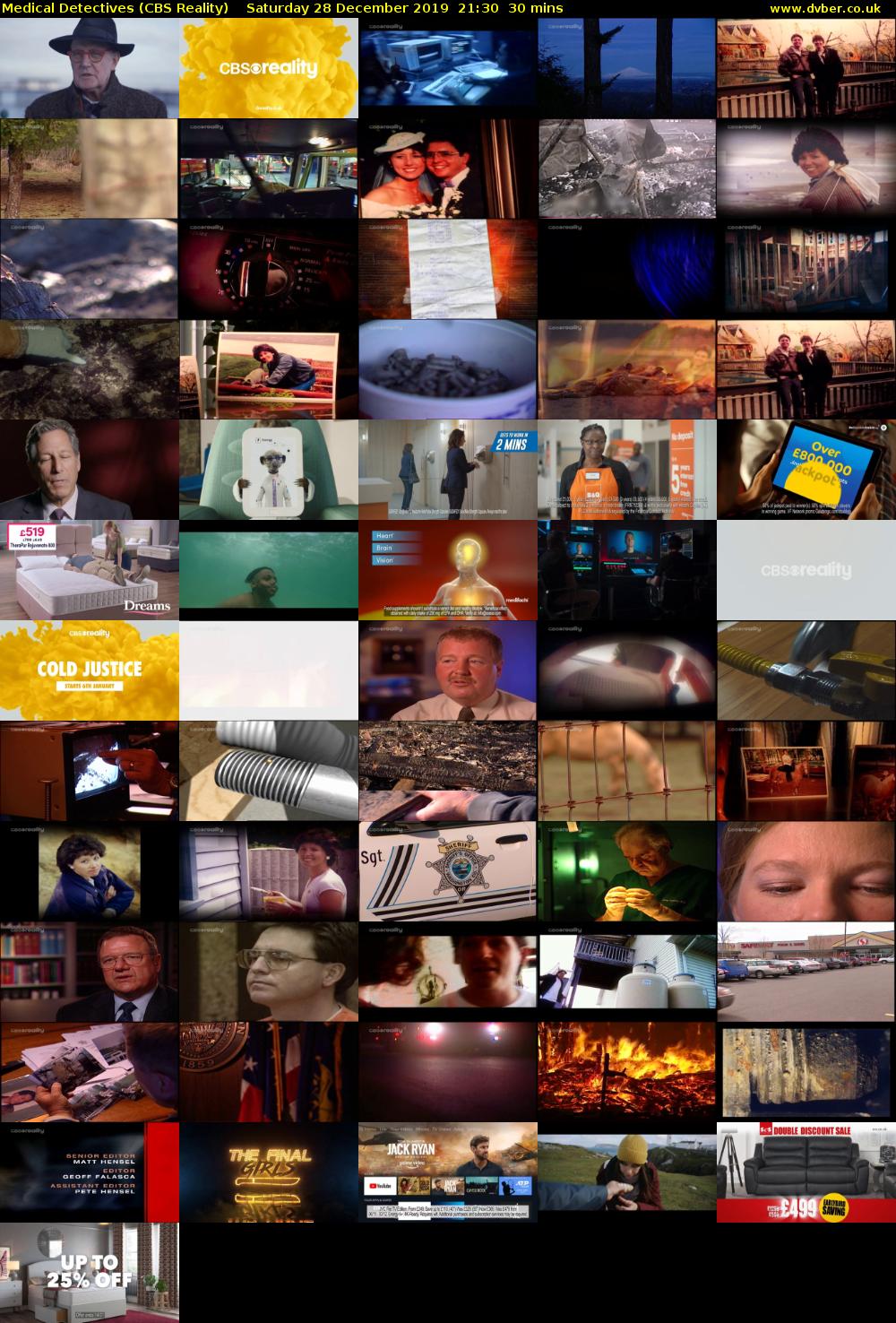 Medical Detectives (CBS Reality) Saturday 28 December 2019 21:30 - 22:00