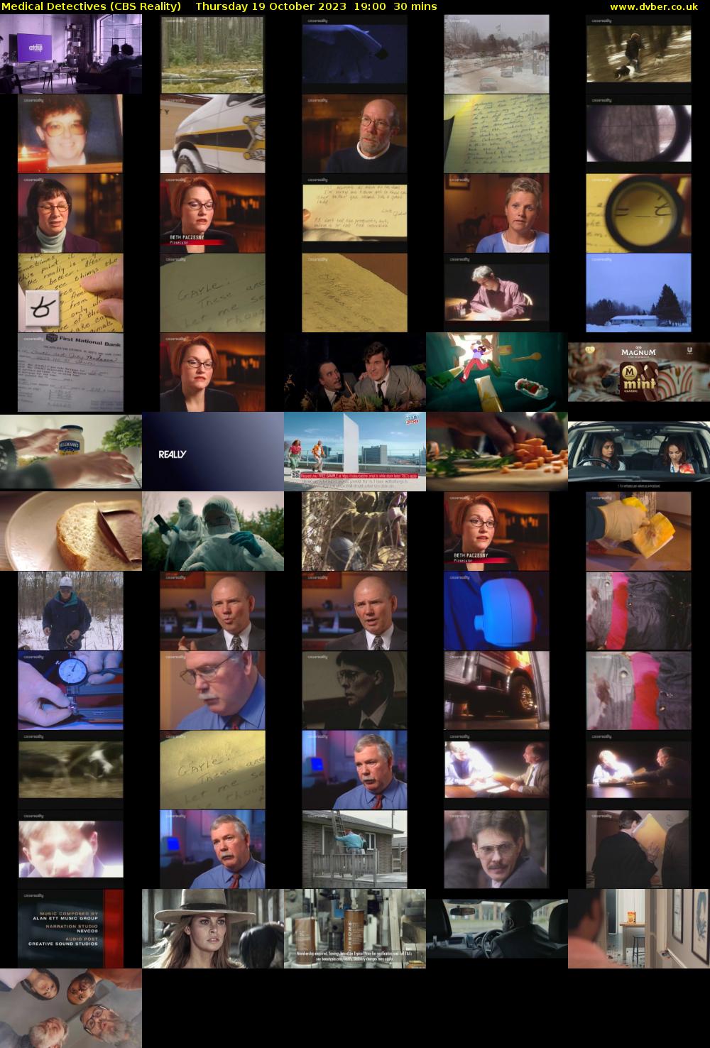 Medical Detectives (CBS Reality) Thursday 19 October 2023 19:00 - 19:30