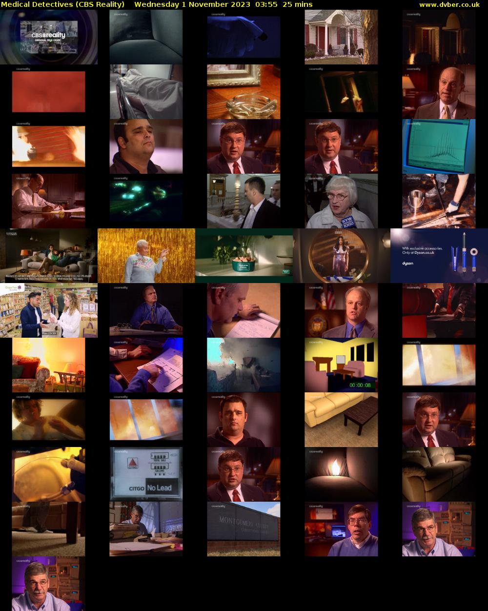 Medical Detectives (CBS Reality) Wednesday 1 November 2023 03:55 - 04:20