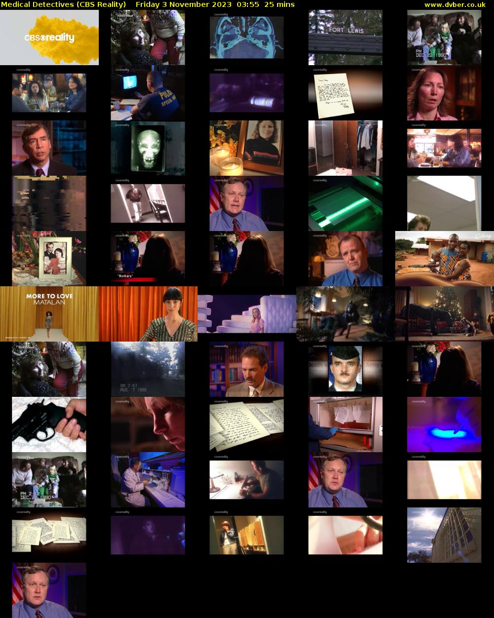 Medical Detectives (CBS Reality) Friday 3 November 2023 03:55 - 04:20