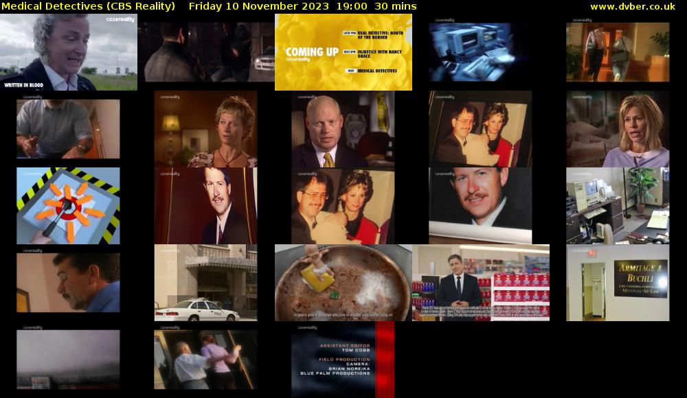 Medical Detectives (CBS Reality) Friday 10 November 2023 19:00 - 19:30