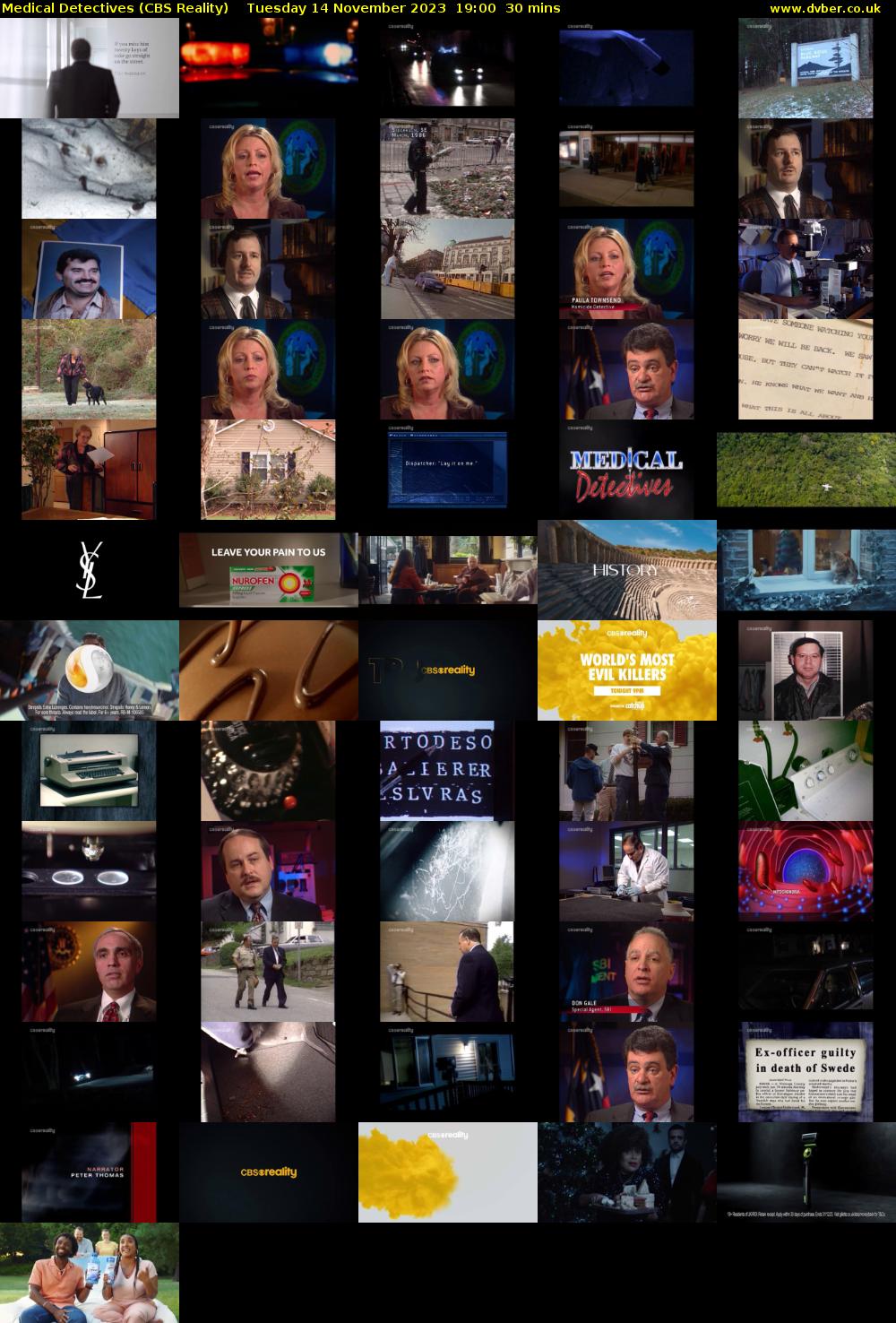Medical Detectives (CBS Reality) Tuesday 14 November 2023 19:00 - 19:30
