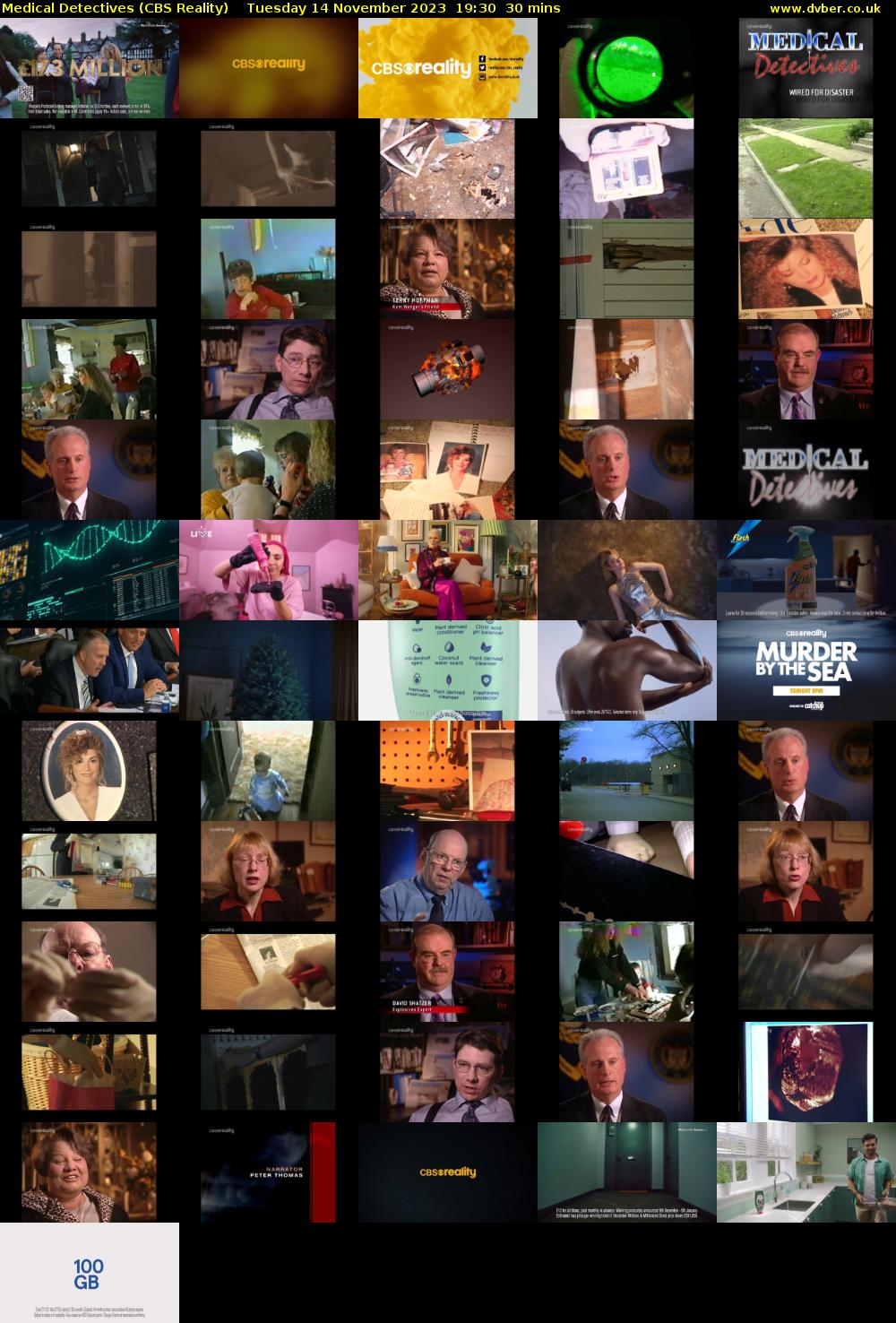 Medical Detectives (CBS Reality) Tuesday 14 November 2023 19:30 - 20:00