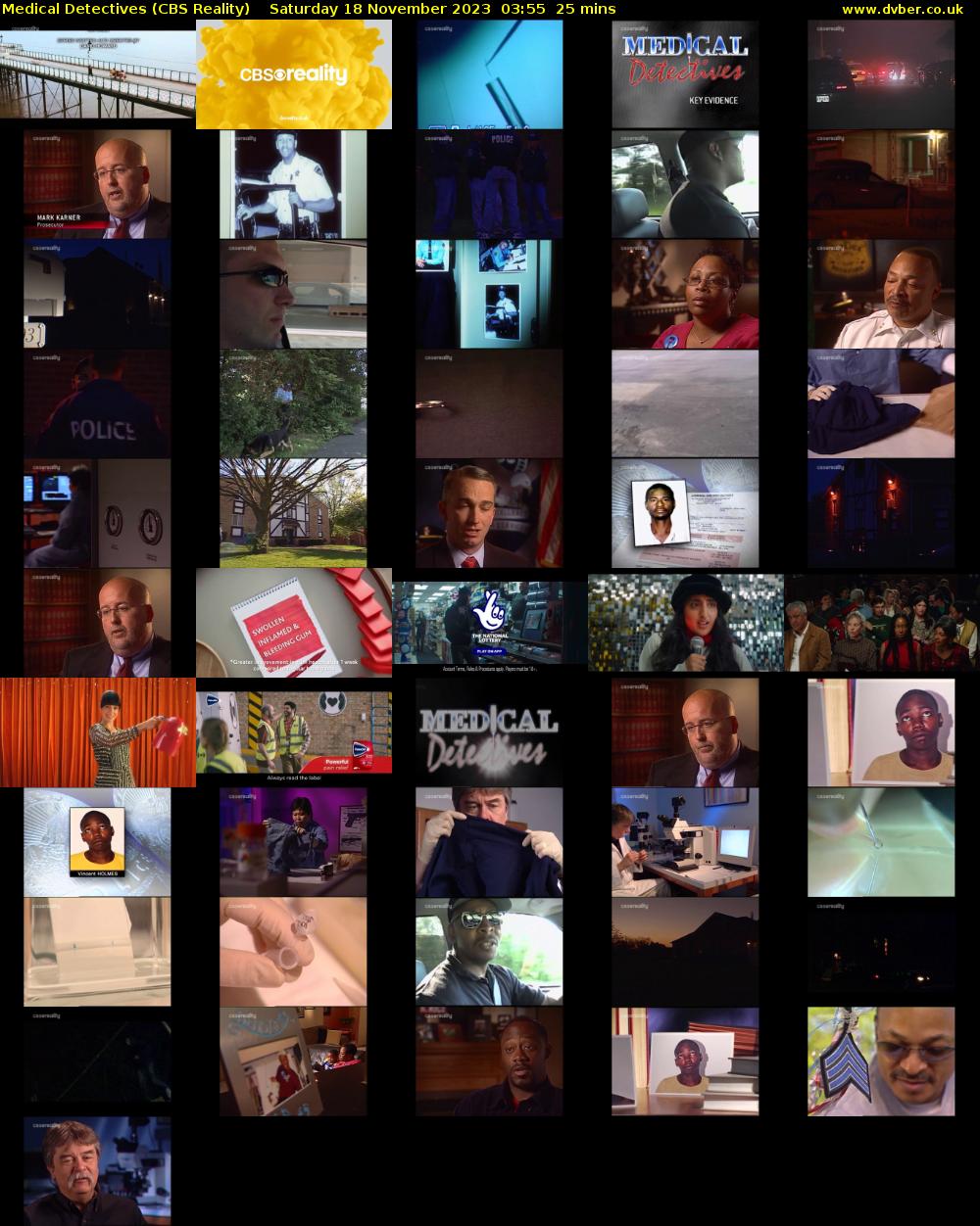 Medical Detectives (CBS Reality) Saturday 18 November 2023 03:55 - 04:20
