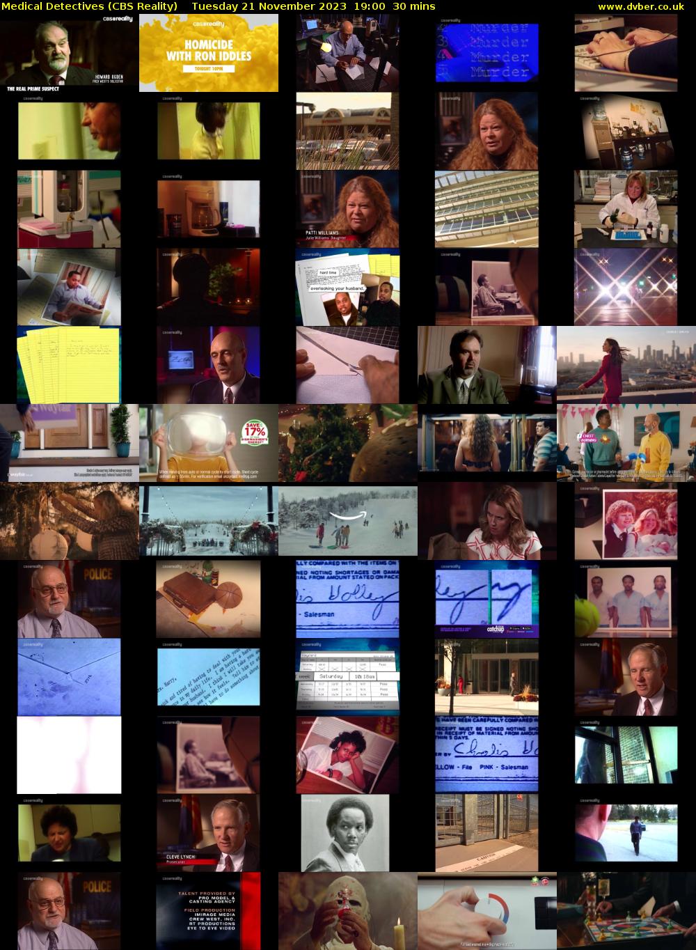 Medical Detectives (CBS Reality) Tuesday 21 November 2023 19:00 - 19:30