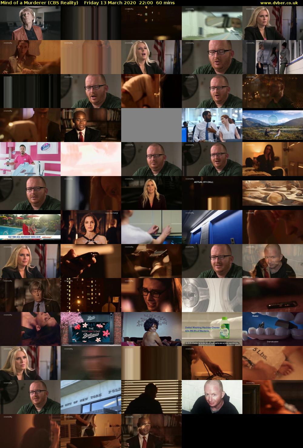 Mind of a Murderer (CBS Reality) Friday 13 March 2020 22:00 - 23:00