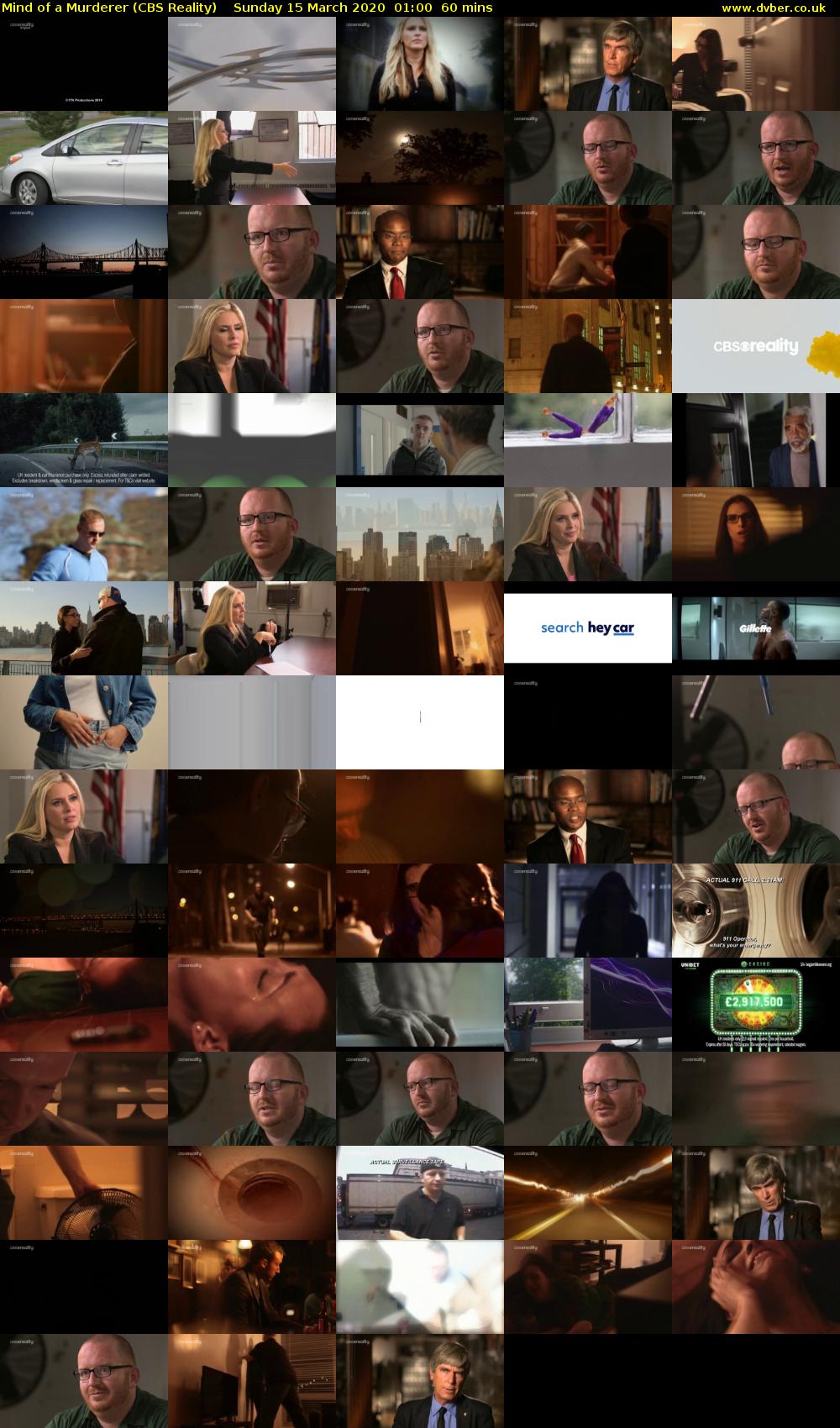 Mind of a Murderer (CBS Reality) Sunday 15 March 2020 01:00 - 02:00