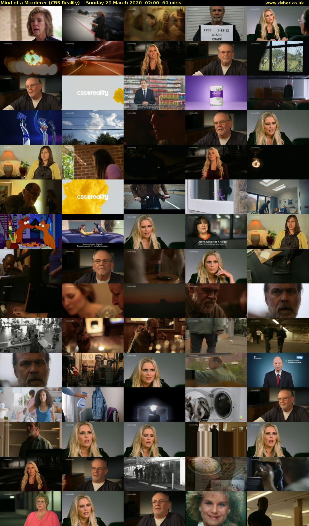 Mind of a Murderer (CBS Reality) Sunday 29 March 2020 02:00 - 03:00