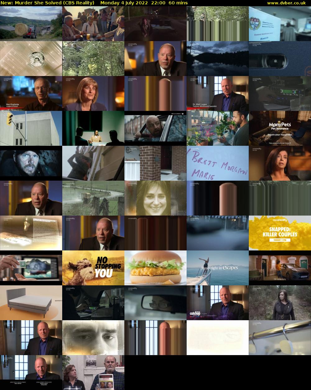 Murder She Solved (CBS Reality) Monday 4 July 2022 22:00 - 23:00