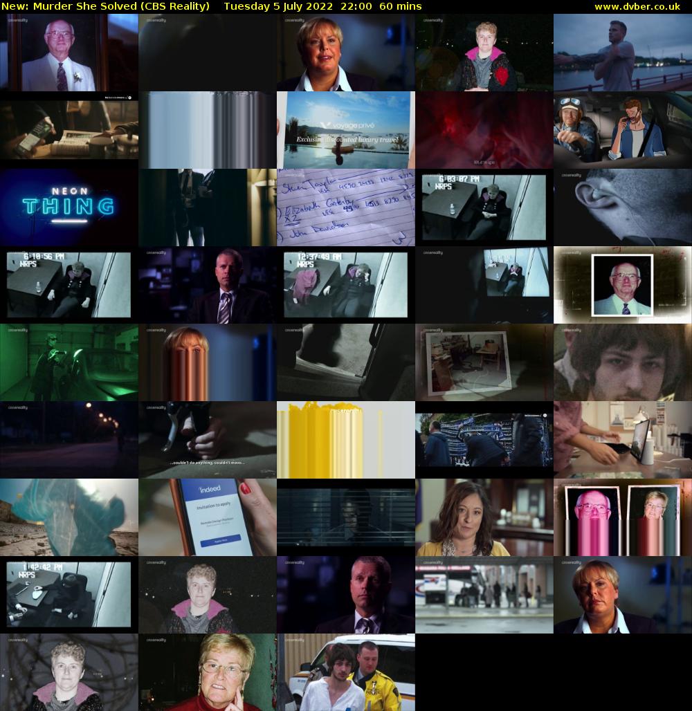 Murder She Solved (CBS Reality) Tuesday 5 July 2022 22:00 - 23:00