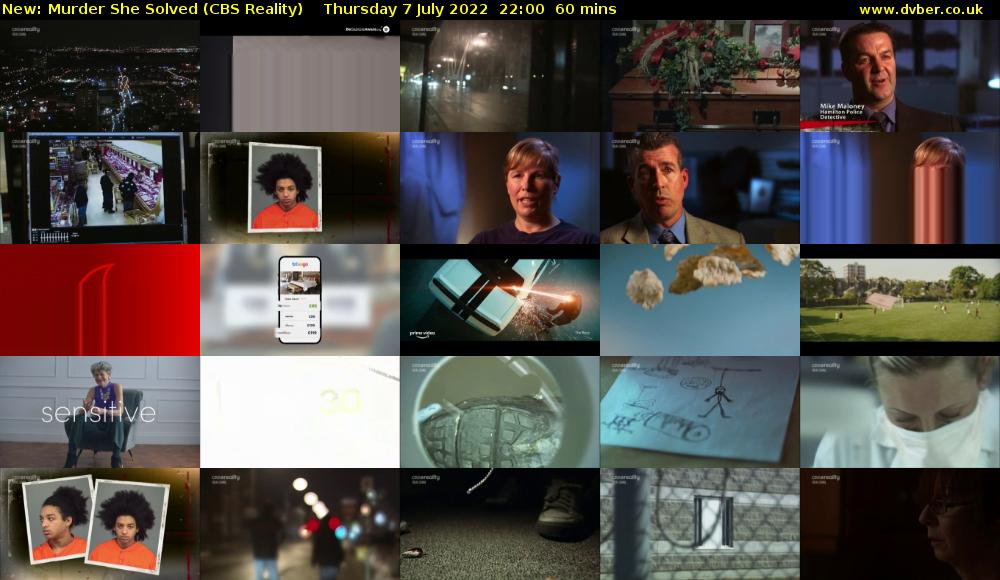 Murder She Solved (CBS Reality) Thursday 7 July 2022 22:00 - 23:00