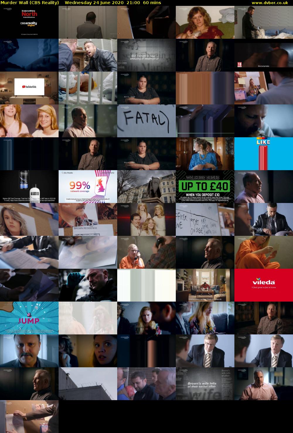 Murder Wall (CBS Reality) Wednesday 24 June 2020 21:00 - 22:00