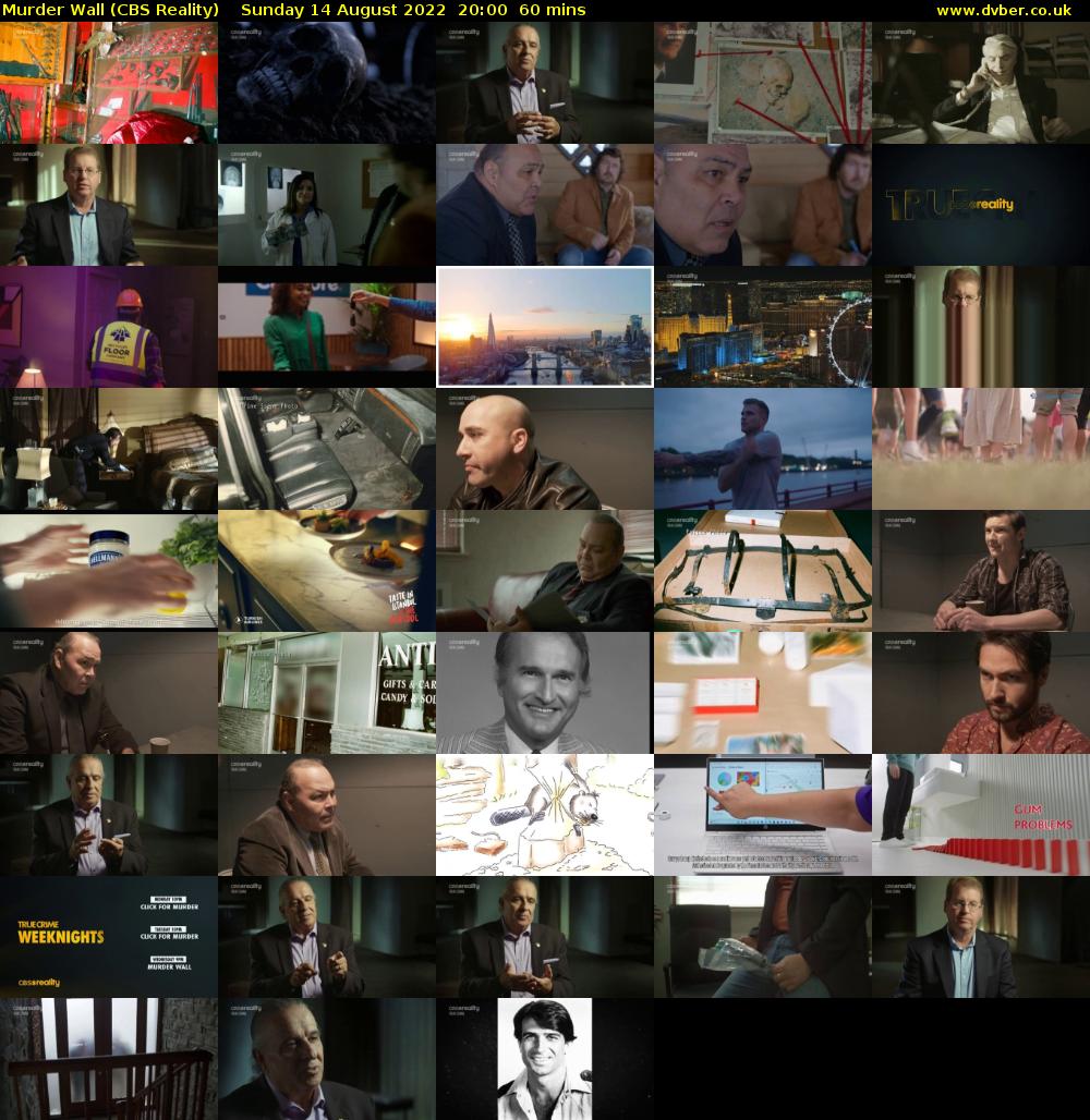 Murder Wall (CBS Reality) Sunday 14 August 2022 20:00 - 21:00